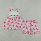 GSSO3066   toddler girl clothes crab print girl summer set