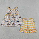 RTS  Matching clothing kids farm life print baby girl summer clothing-2026.5.11