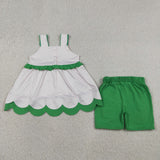 GSSO3164   kids clothes embroidery watermelon print girl summer clothing set