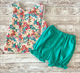 MOQ：5pcs GSSO3194  pre-order kids clothes flower  print girl summer clothing set-2026.1.14