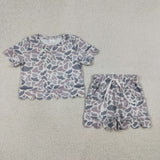 RTS Matching  toddler clothes camo scallop  print set girls summer clothing-2026.4.7