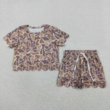 RTS Matching  toddler clothes camo scallop  print set girls summer clothing-2026.4.7