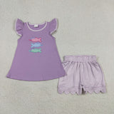 RTS Matching kids clothing embroidery fishing print clothing baby summer clothing-2026.6.1