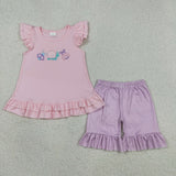 RTS Matching kids clothing embroidery snails print clothing baby summer clothing-2026.5.1