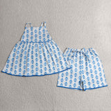 GSSO3416  kids clothes flower print girl summer outfit  clothing set