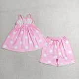 GSSO3417  kids clothes dots print girl summer outfit  clothing set
