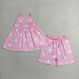 GSSO3417  kids clothes dots print girl summer outfit  clothing set