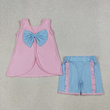 GSSO3462   kids clothes pink print girl summer outfit  clothing set