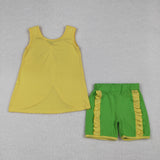 GSSO3464   kids clothes yellow  print girl summer outfit  clothing set