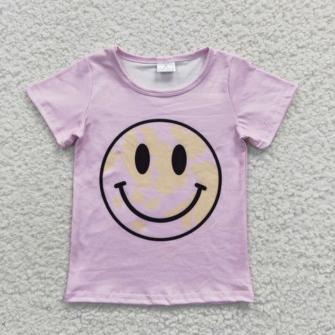 Smile pattern kids girl pink t shirt