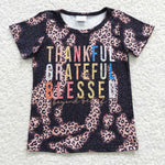 Thankful blessed little girls leopard t shirt