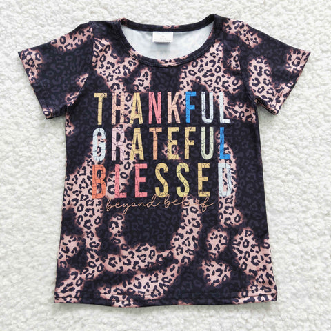 Thankful blessed little girls leopard t shirt