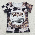 Cow print warning little girls leopard t shirt