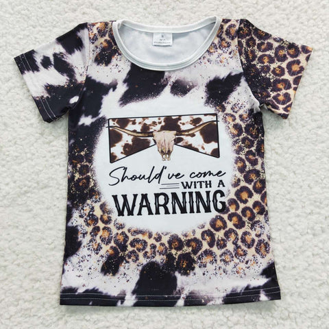 Cow print warning little girls leopard t shirt