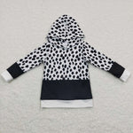 Girl black spotted long sleeve hooded top