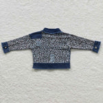 Kids girl denim leopard pocket ripped jacket