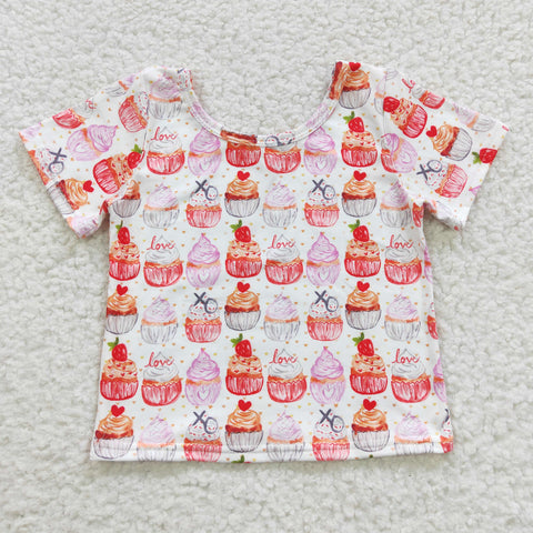 Baby cute cupcakes print girls short sleeve t shirt