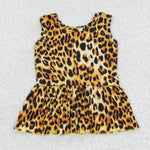 Girl sleeveless leopard t shirt