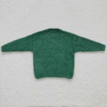 Girl toddler green knitted pullover sweater