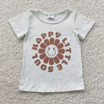 Happy little soul smiley flower girl white t shirt