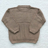 Children khaki round neck knitted sweater