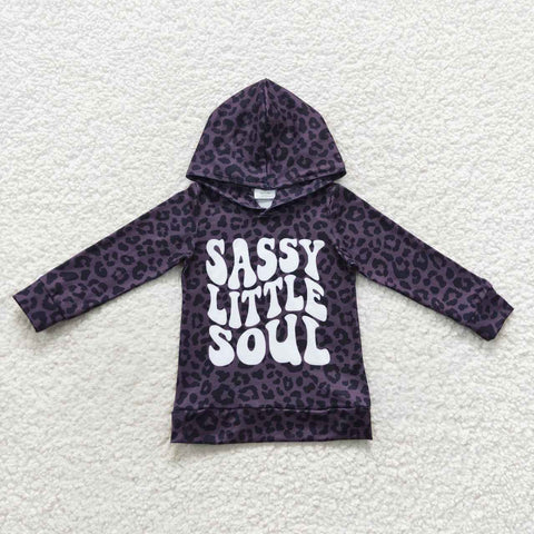 Sassy little soul leopard long sleeve hooded top