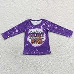 Spooky vibes little girl purple halloween t shirt