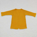 Girl waffle fabric yellow cardigan top