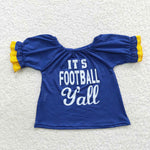 It's football y'all mesh fabrics girl blue t shirt