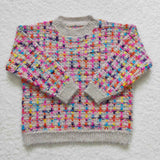 Girl Colorful Long Sleeve Pullover Knitted Sweater