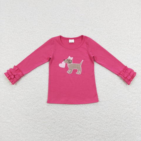 GT0409 baby girl clothes heart dog girl valentines shirt