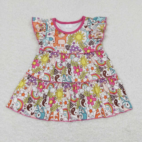 GT0477 baby girl clothes tai chi cartoon dog  girl summer top tunic shirt