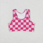 GT0521  baby girl clothes pink gingham baby girl summer top