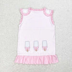 GT0534  baby girl clothes embroidery popsicle floral baby girl summer top