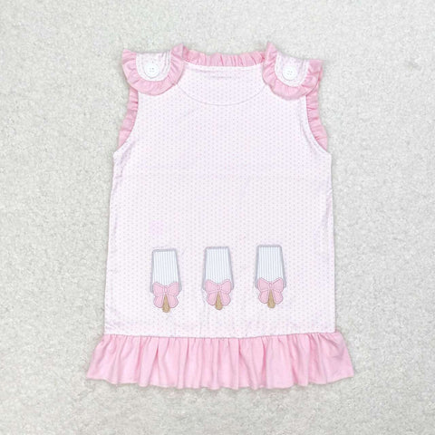 GT0534  baby girl clothes embroidery popsicle floral baby girl summer top