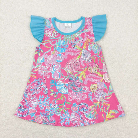 GT0564 baby girl clothes pink painting girl summer tshirt tunic shirt