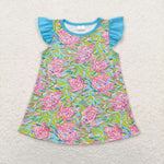 GT0566 baby girl clothes blue painting girl summer tshirt