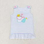 GT0568  baby girl clothes embroidery beach girl summer tshirt