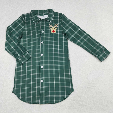 GT0621  adult clothes embroidery deer green adult women winter shirt