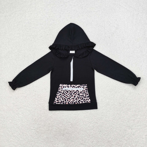 GT0624    toddler girl clothes leopard print girl winter top shirt