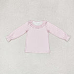 GT0626  toddler girl clothes pink gingham girl winter shirt top