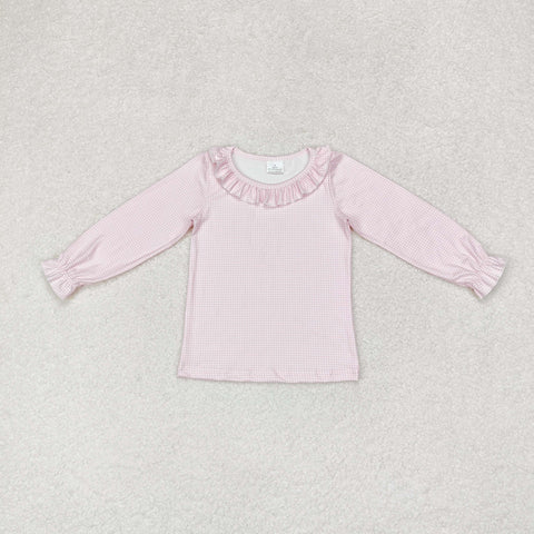 GT0626  toddler girl clothes pink gingham girl winter shirt top