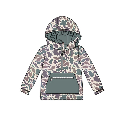 GT0629 pre-order  toddler girl clothes camouflage girl winter hoodie top 3-2024.6.27