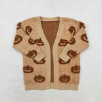 GT0651   toddler girl clothes pumpkin girl halloween winter top cardigan sweater