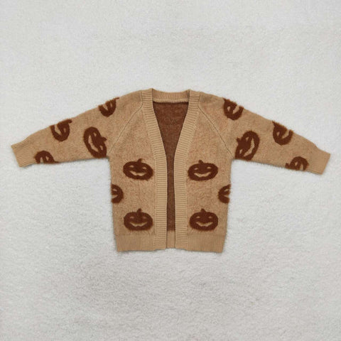 GT0651   toddler girl clothes pumpkin girl halloween winter top cardigan sweater