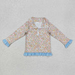 GT0722  baby girl clothes floral girl winter top girl pullover