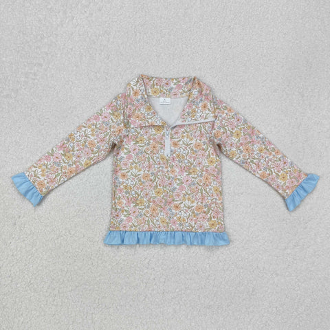 GT0722  baby girl clothes floral girl winter top girl pullover