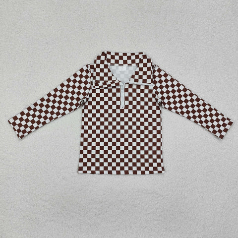 GT0793   toddler girl clothes gingham girl winter top pullover