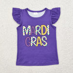 GT0814   toddler girl clothes mardi gras girl summer top shirt