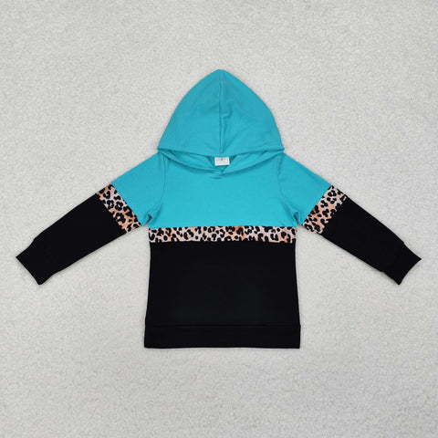 GT0846  toddler girl clothes leopard print girl winter hoodie top shirt